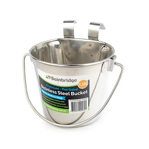 SS Flat sided bucket with hooks