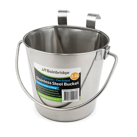 SS Flat sided bucket with hooks
