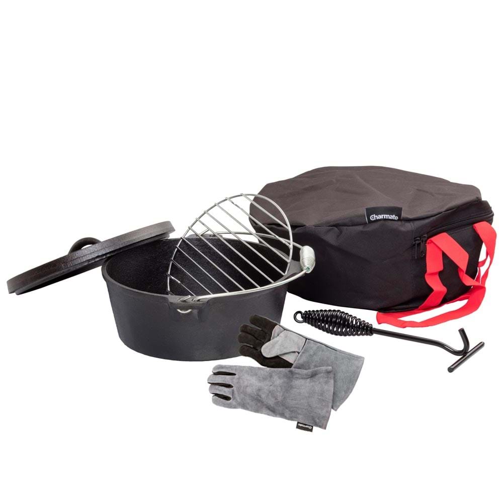Charmate Camp Oven Kit (4.5 Qrt Camp Oven, Lid Lifter, Gloves, Trivet & Carry Bag)