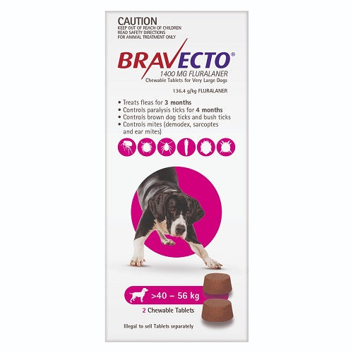 Bravecto Very large Dog Purple 1400mg 2 pack